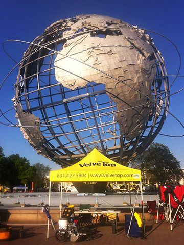 VelveTop booth in front of the Unisphere